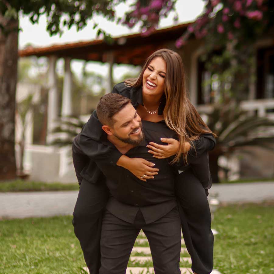 Happy smiling couple walking